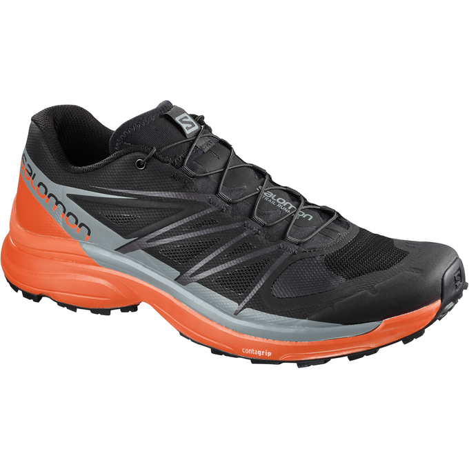 Salomon WINGS PRO 3 Zapatillas Trail Running Hombre - Negras / Gris / Naranjas - Colombia (49873-QSW